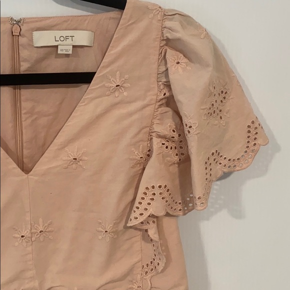Loft Embroidered Eyelet Mini Dress in dusty pink - Picture 3 of 10